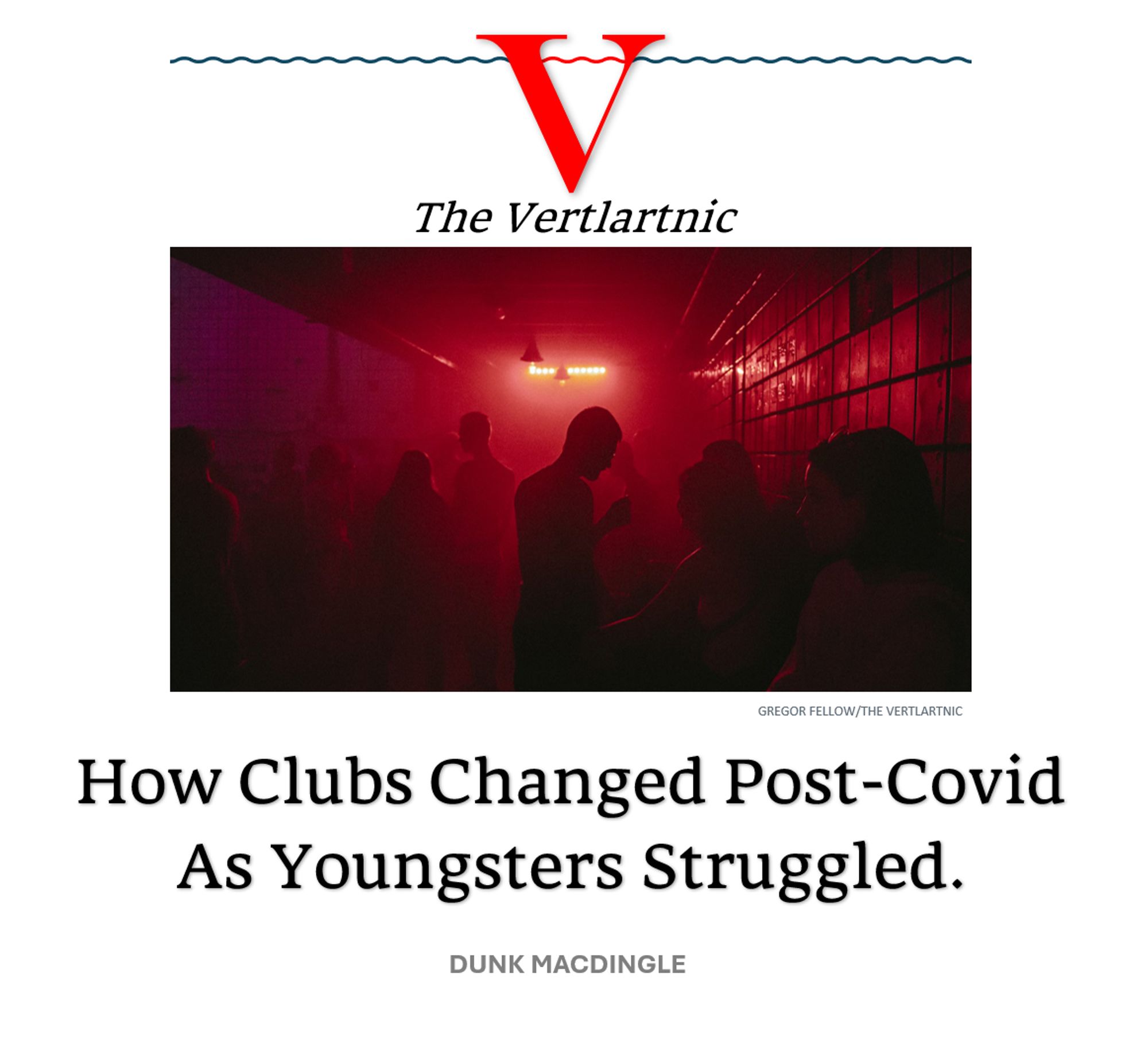 Some youngsters struggling in a club
Headline:
How Clubs Changed Post-Covid As Youngsters Struggled.
Story by Gregor Fellow and Dunk MacDingle

Photo from Unsplash