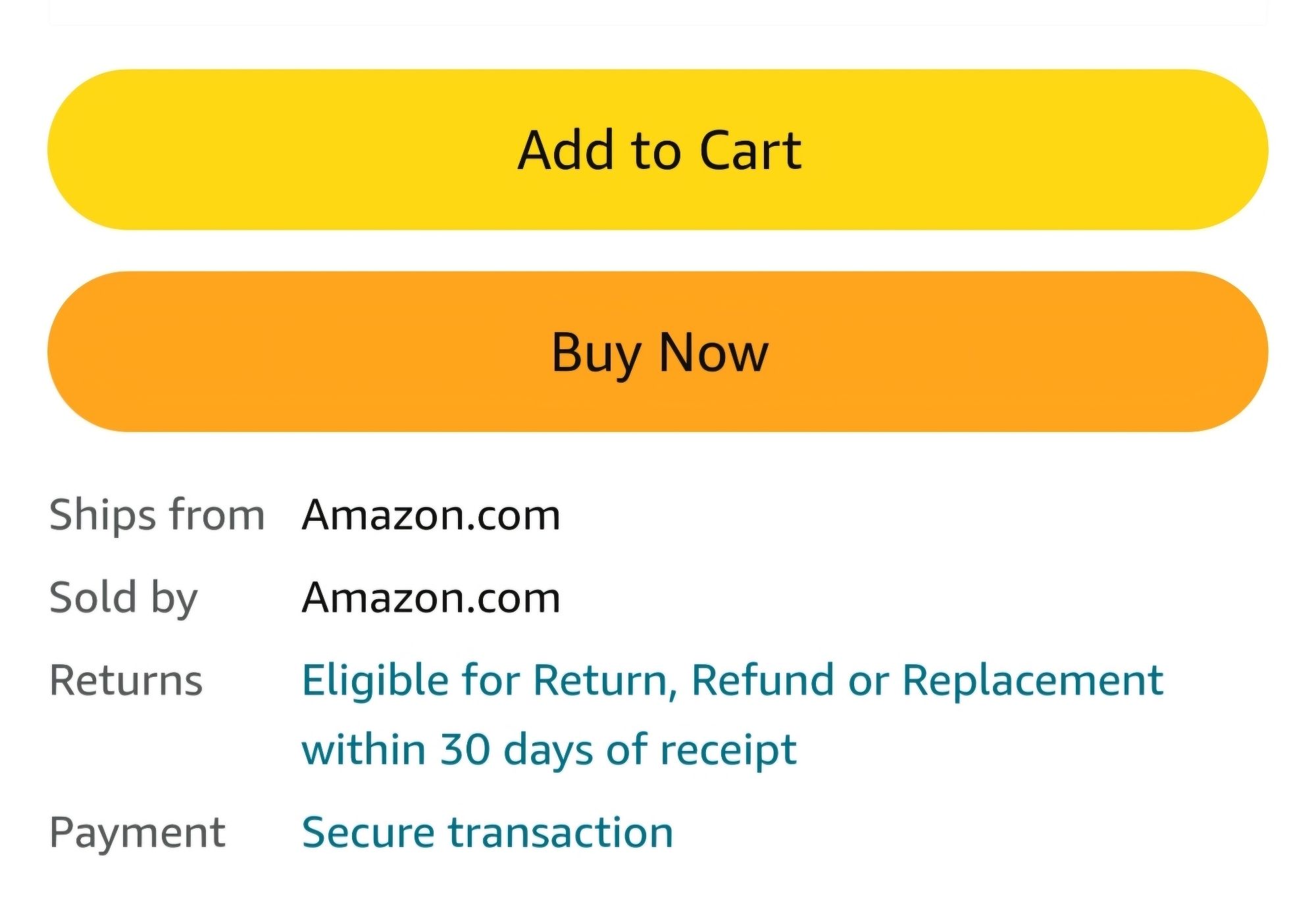 Screenshot of what it looks like when something is sold and shipped by Amazon