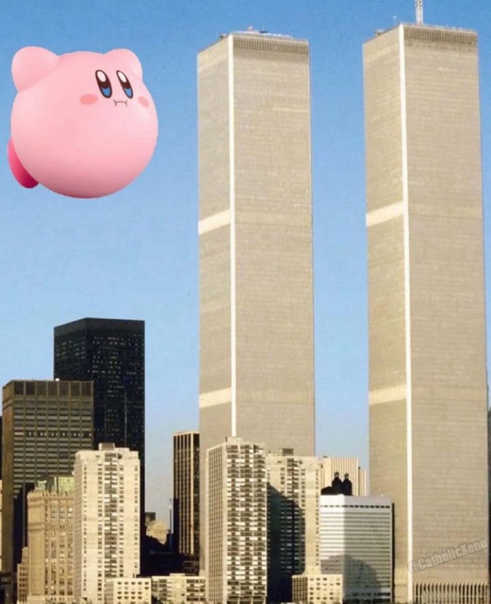 kirby flying into the twin towers