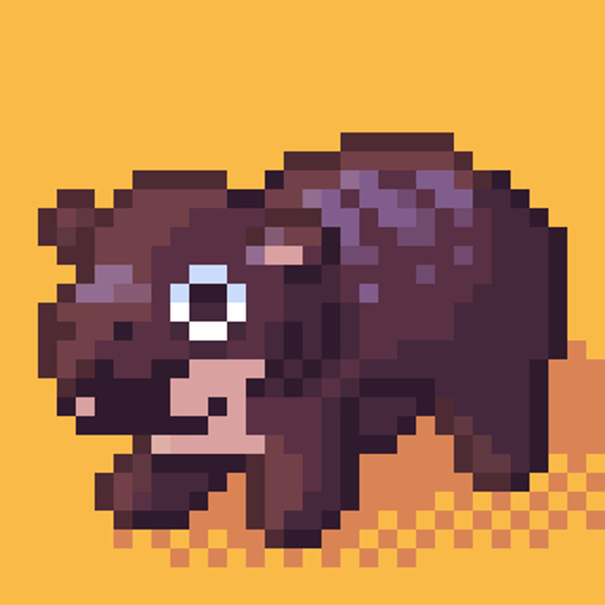 a pixel art of moo deng, a very tiny hippo. Wide eyes and open mouth.