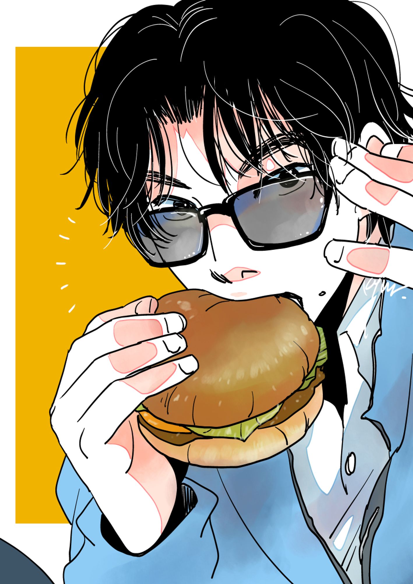 ハンバーガーおにいさんのCMっぽい絵