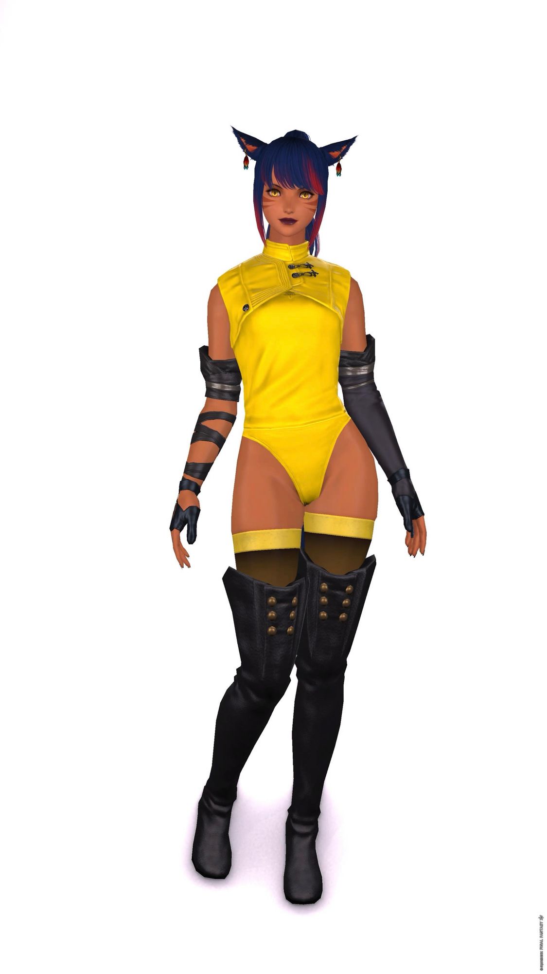 Tanya

Emperor’s New Hat
Martial Artist’s Sleeveless Vest
Eastern Lady Errant’s Gloves
No.2 Type B Leggings
Ishgardian Thighboots