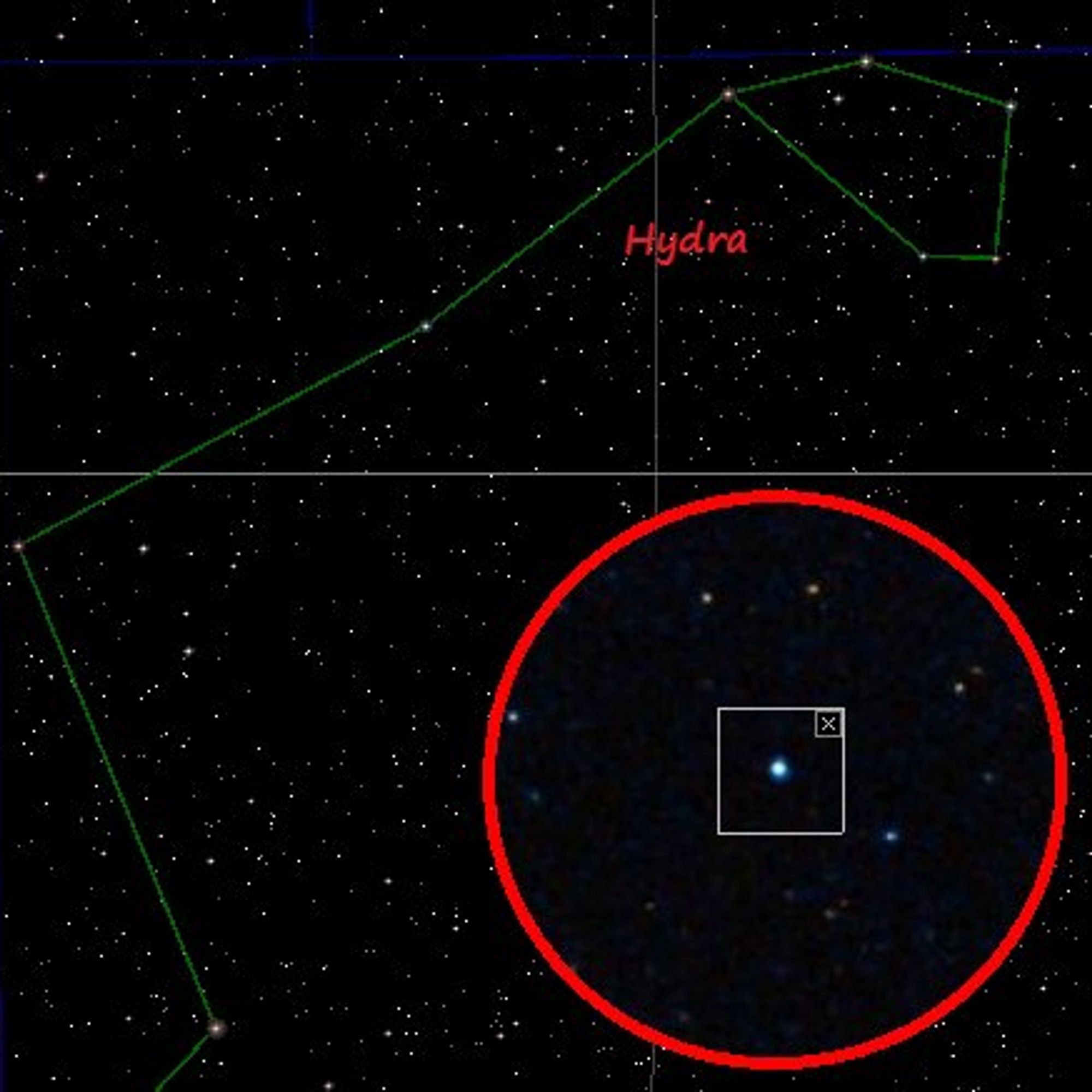 Sky map depicting location of the Fannibal star.