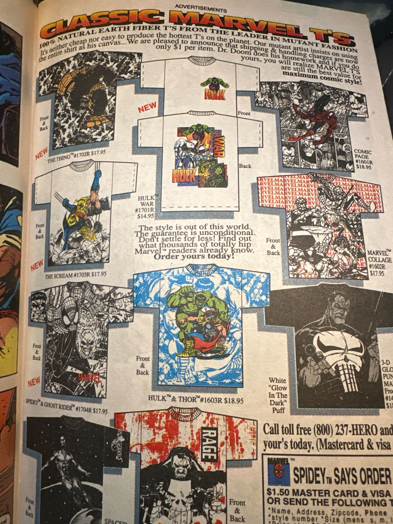 An ad for marvel t shirts in 1992