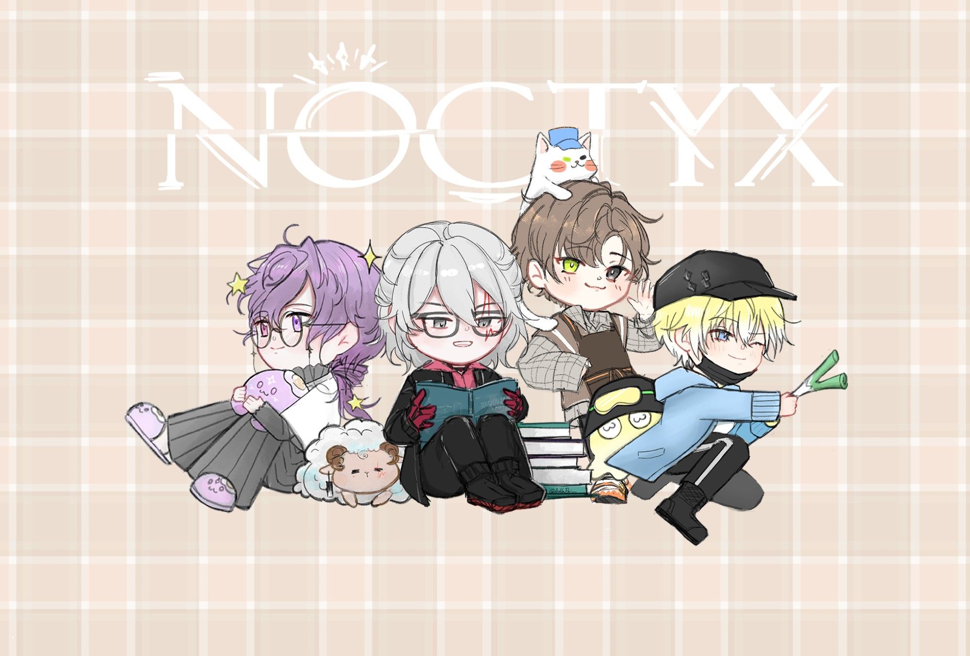 Fanart of Uki Violeta, Fulgur Ovid, Alban Knox and Sonny Brisko - Noctyx, Vtuber unit from Nijisanji EN.