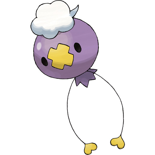 It’s Drifloon, a small purple Pokémon shaped like a balloon. According to the Pokémon Sun Pokédex it canonically kills small children on a regular basis 