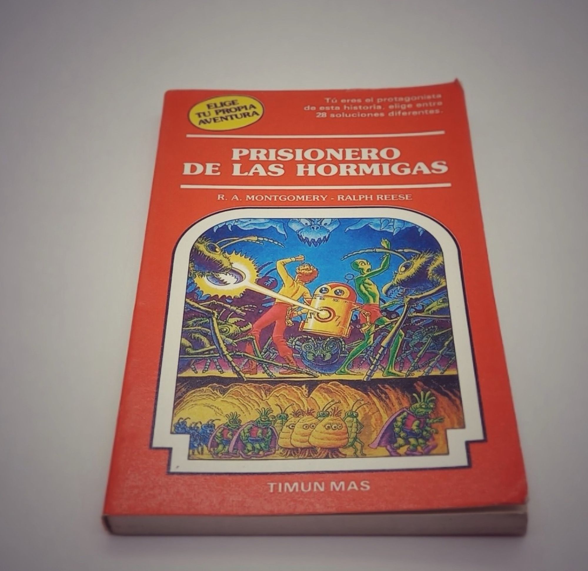 Uno de los librojuegos que me regalaron en su día de “Elige tu propia aventura”.
Siempre acababa dando con un callejón sin salida y unas hormigas a mi espalda frotándose las patitas😵