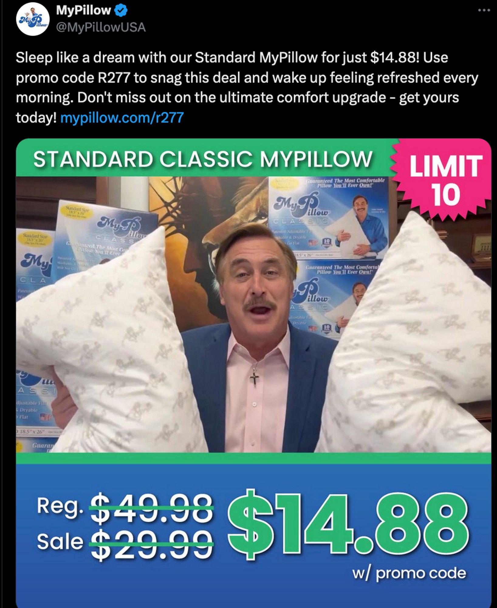 Not even trying to hide it: Mike Lindell is selling pillows for $14.88