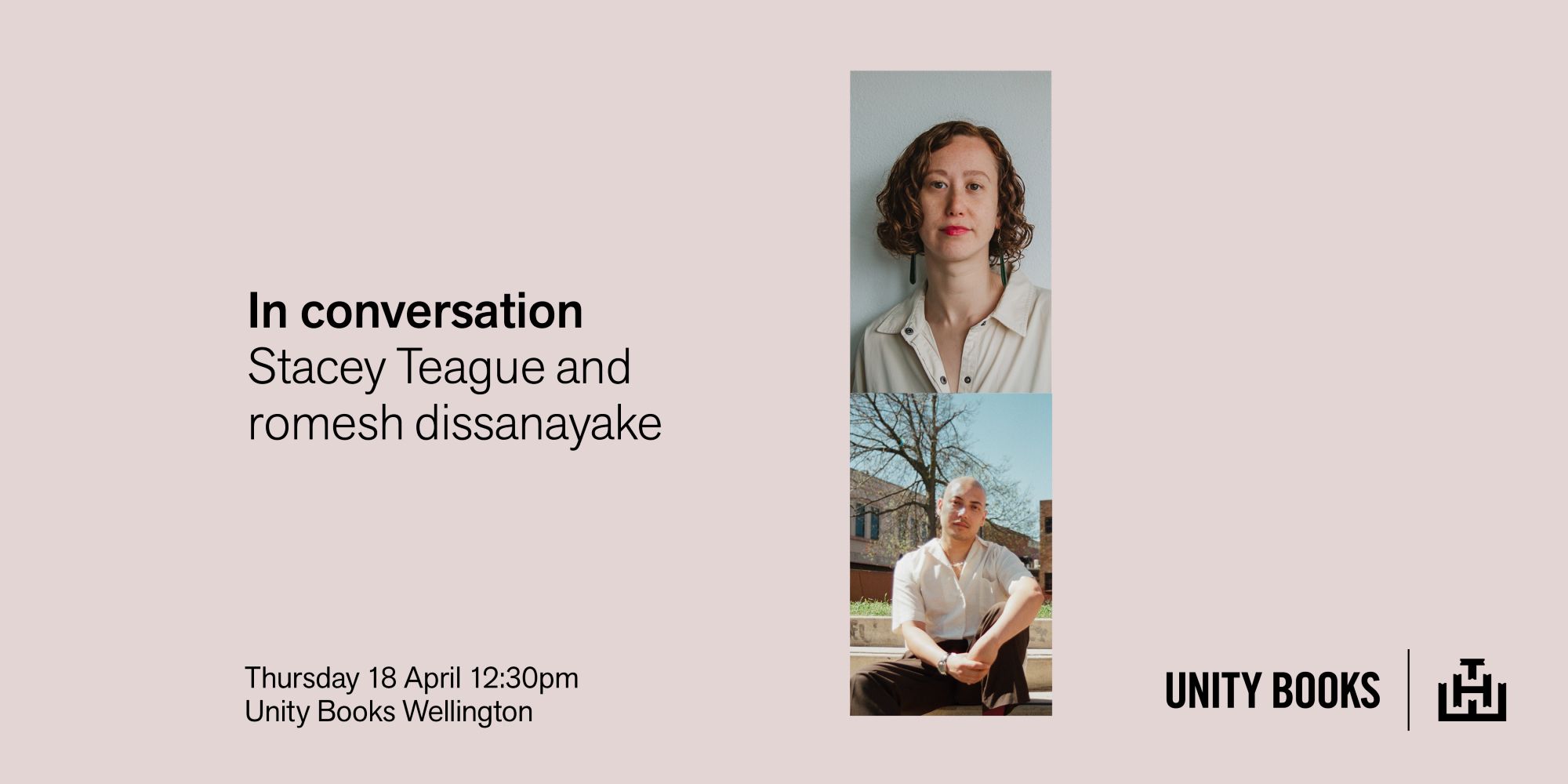 Invite to a lunchtime event this Thursday, a conversation between Stacey Teague and romesh dissanayake.