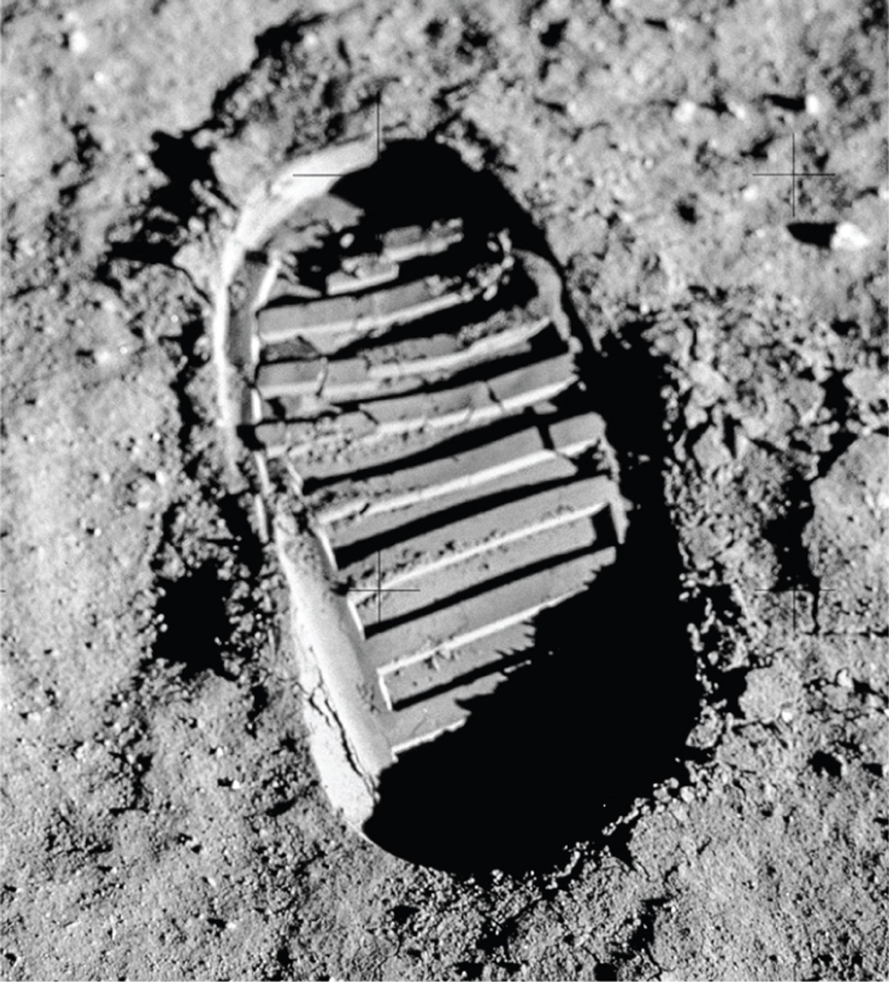 neil armstrong's boot print on the damn ol' moon. just a regular picture of it.