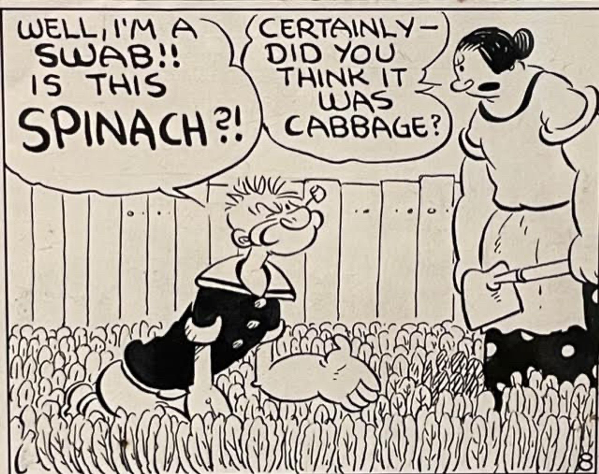 Panel from 'Thimble Theatre' (July 3, 1932) by E.C. Segar, part of the 'Sunday Funnies' exhibition