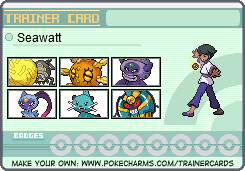 Seawatt's Pokemon team. Consists of shiny Rellor, Solrock, Galarian Slowking, Sneasler, Dewott, and Cofagrigus.