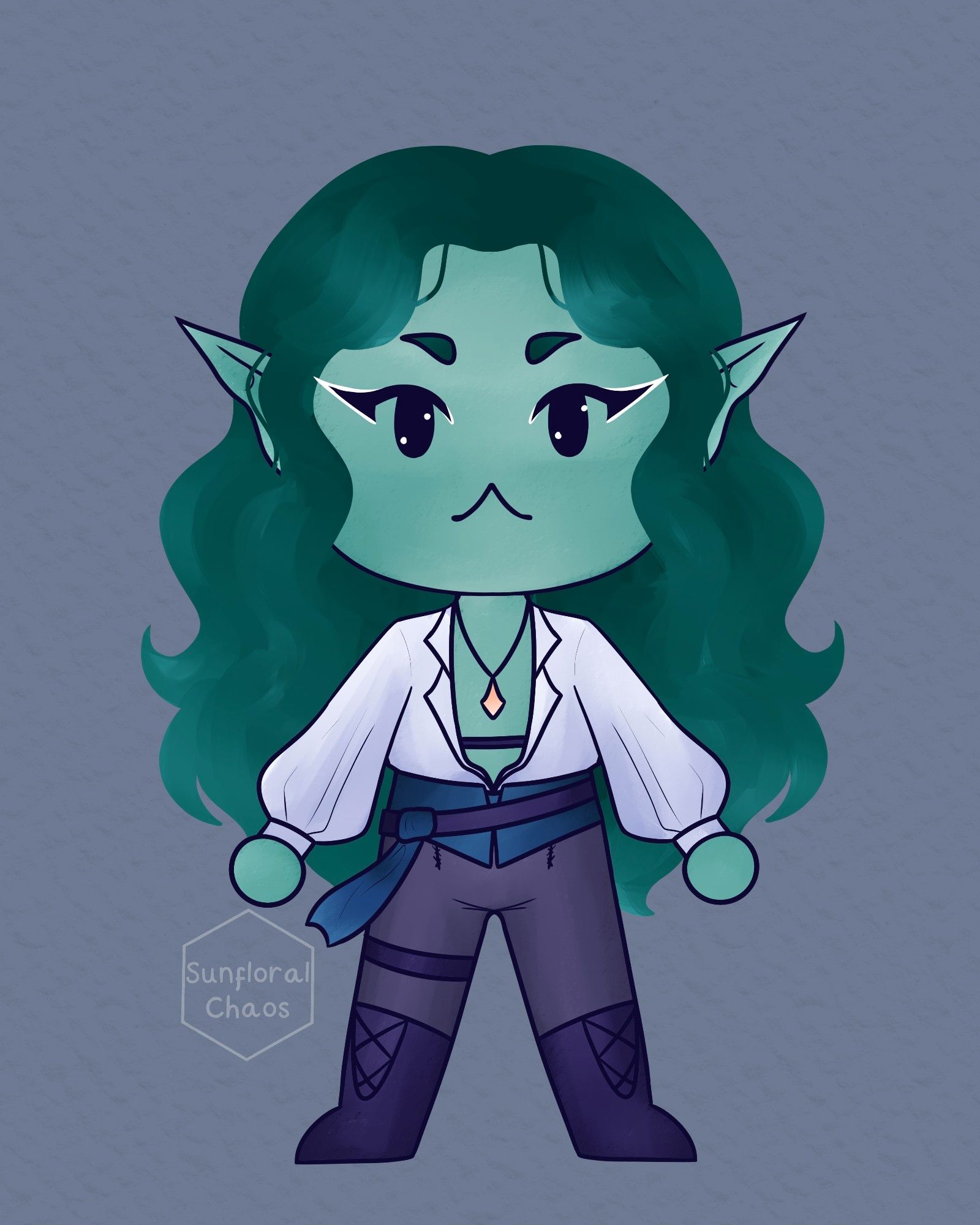 A chibi drawing of my oc Ayre