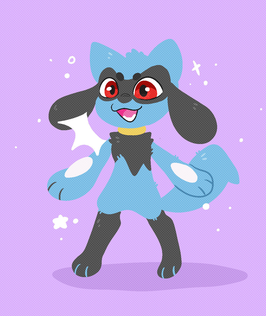 a riolu standing and looking excited