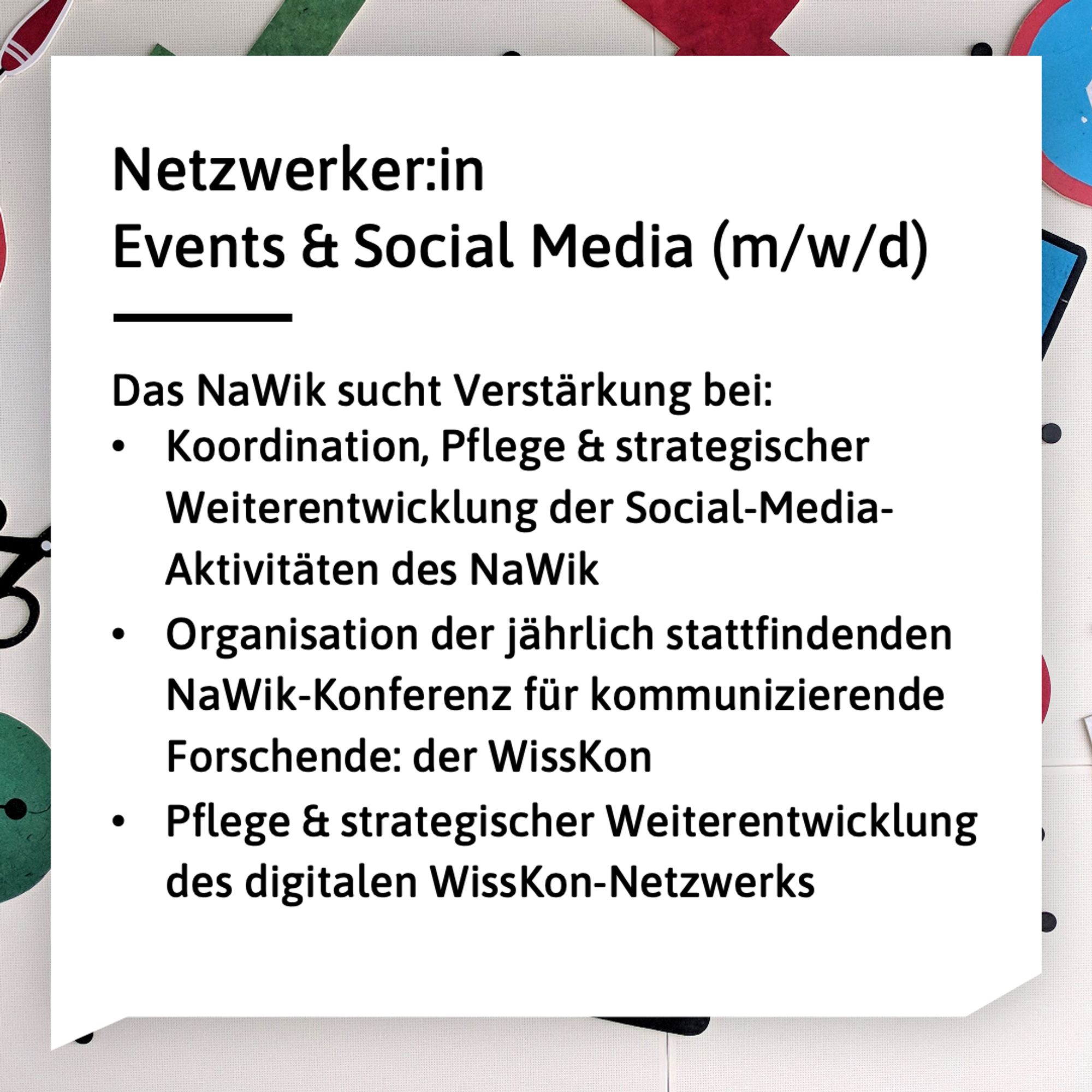 Stellenausschreibung als Netzwerker:in Events und Social Media