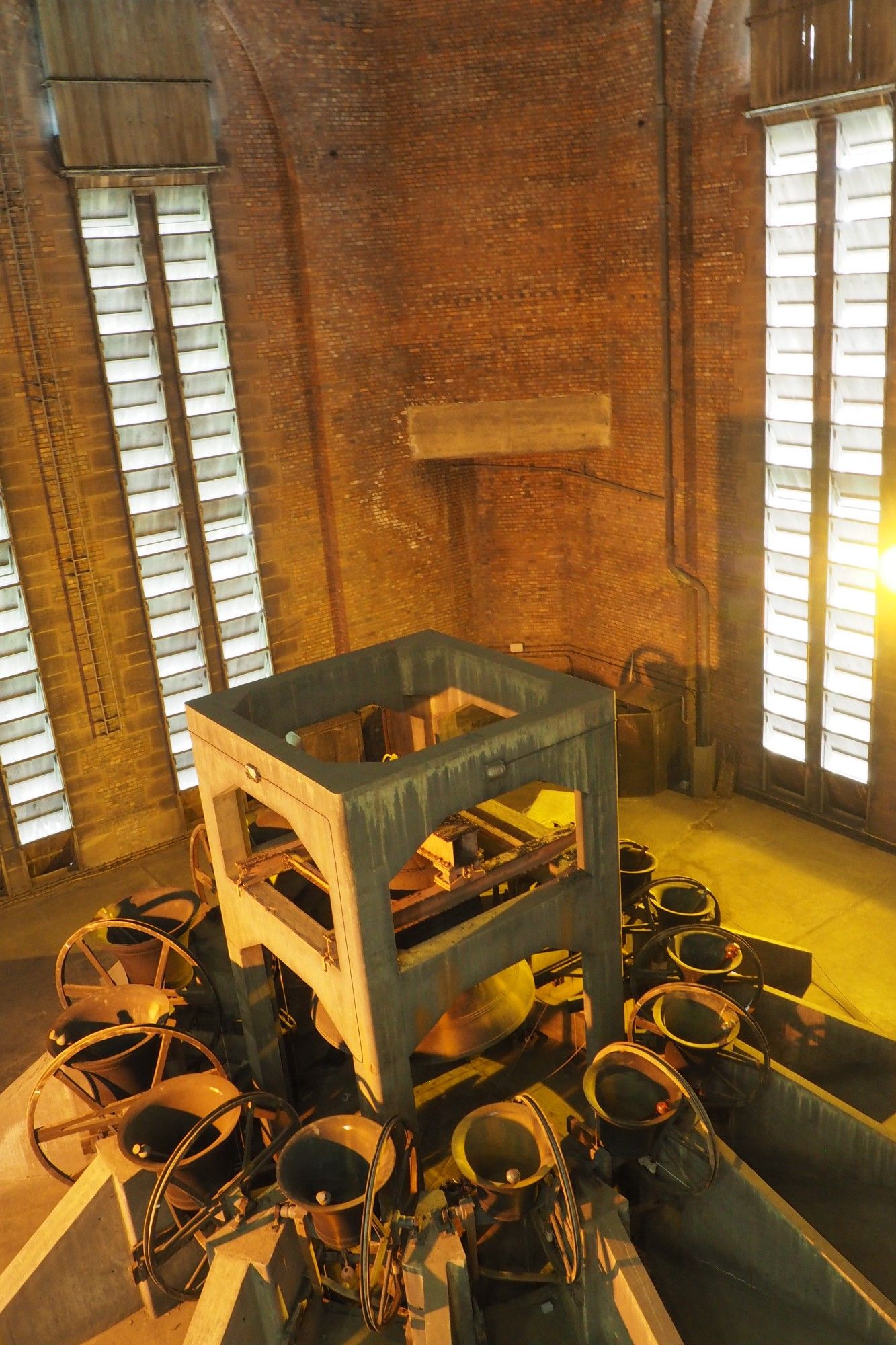 Liverpool Cathedral bell tower, looking down on the ring of bells