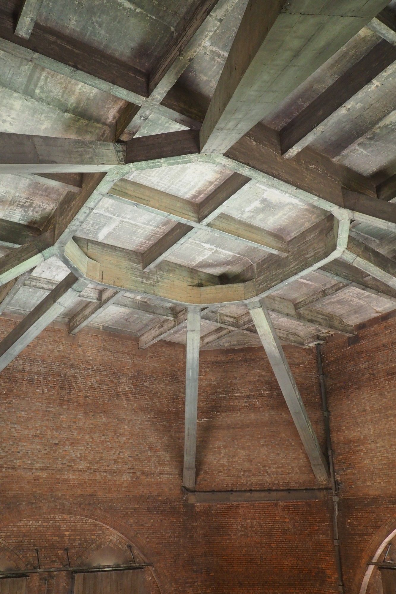 Liverpool Cathedral bell tower the angled supports for the roof