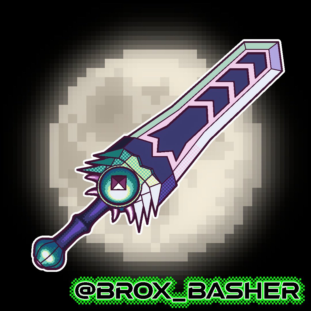 Post-Moon Lord Zenith sword from Terraria, rendered with a pixel shader.