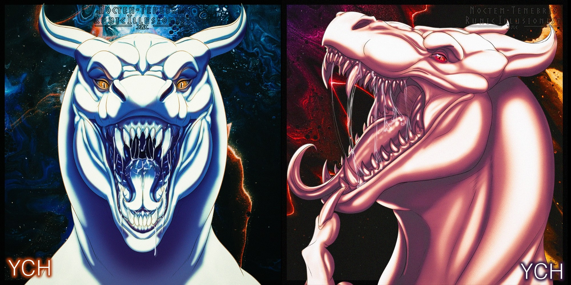 Two dragon mawshot ychs busts