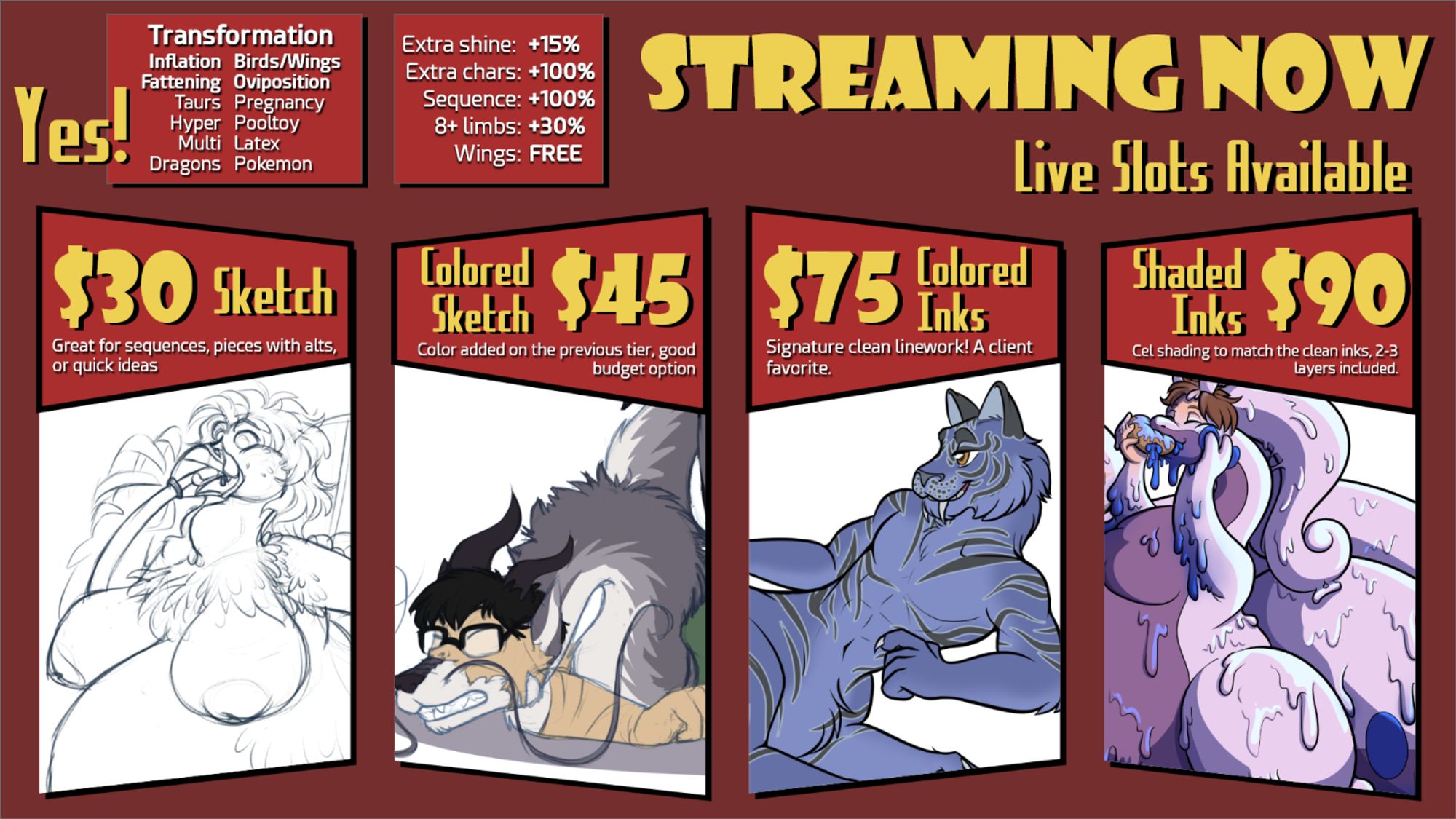 A stream prices card for art