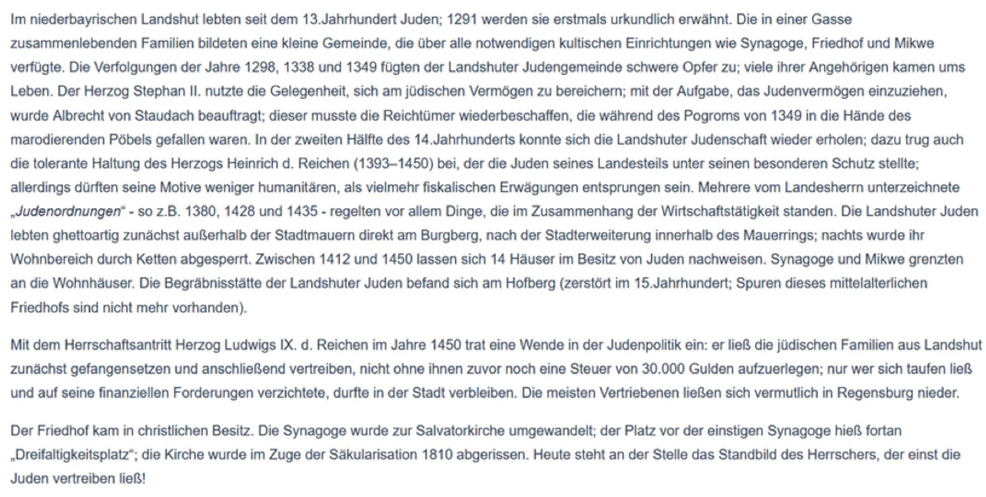 Textpassage von der Website www.jüdische-gemeinden.de.