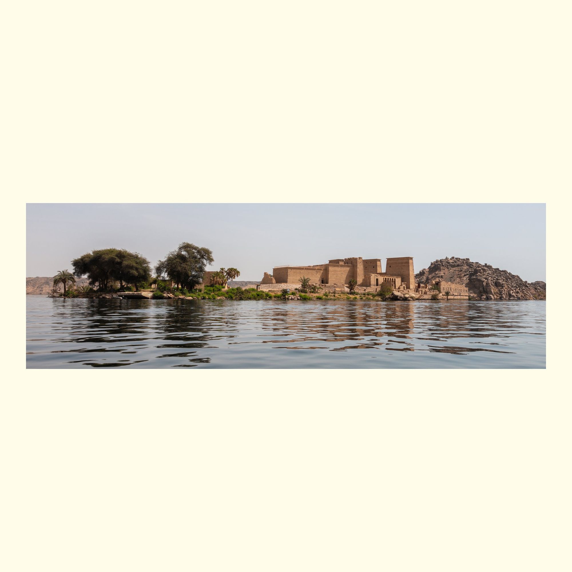 The Philae temple complex  is an island-based temple complex in the reservoir of the Aswan Low Dam, downstream of the Aswan Dam and Lake Nasser in Egypt. 