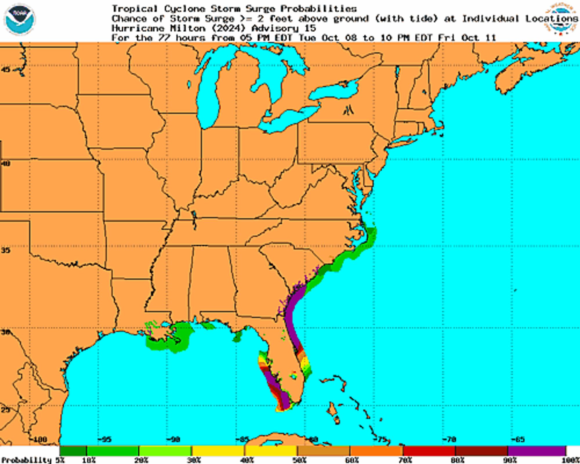 Hurricane Milton Probabilistic Storm Surge Graphics Image