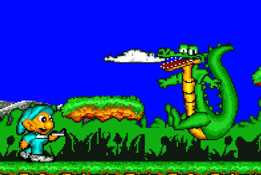 A gnome threatens a crocodile in a retro videogame! Sent to me by DukeDonuts!