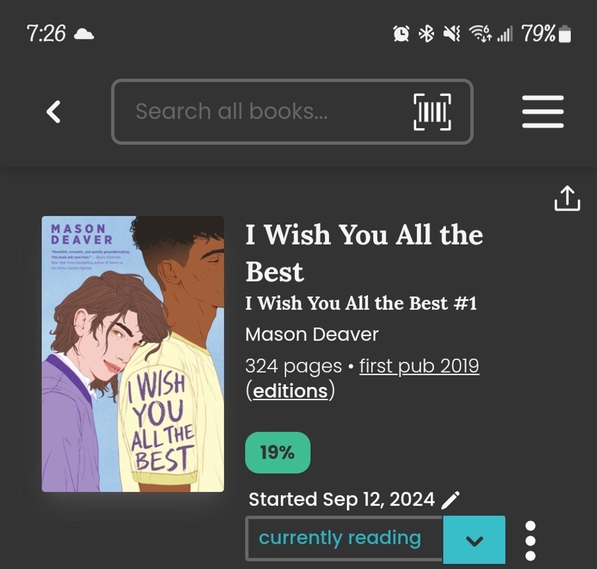 Screenshot of StoryGraph listing for I Wish You All the Best by Mason Deaver