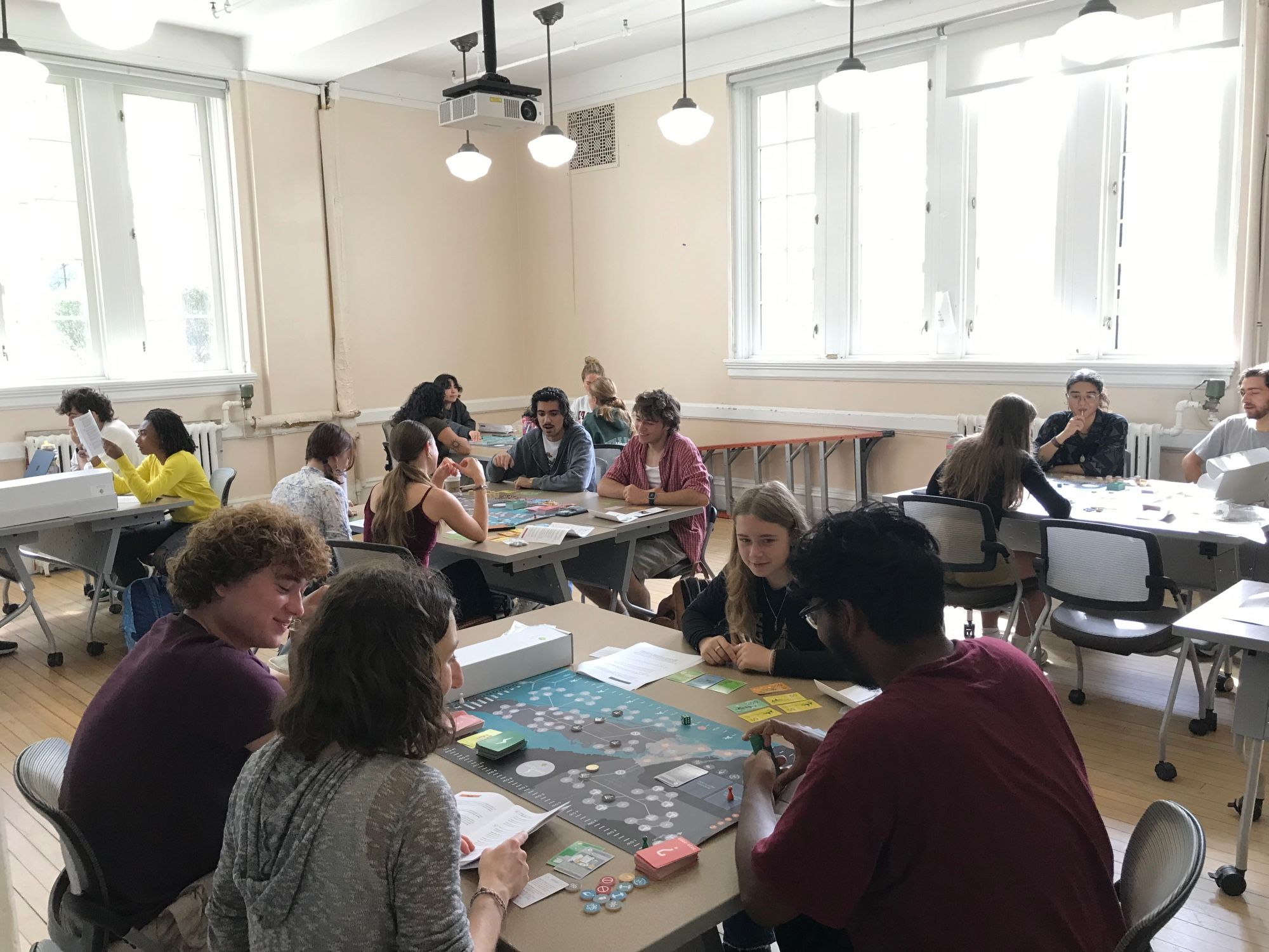 Students at Vassar College playing the board game Energetic