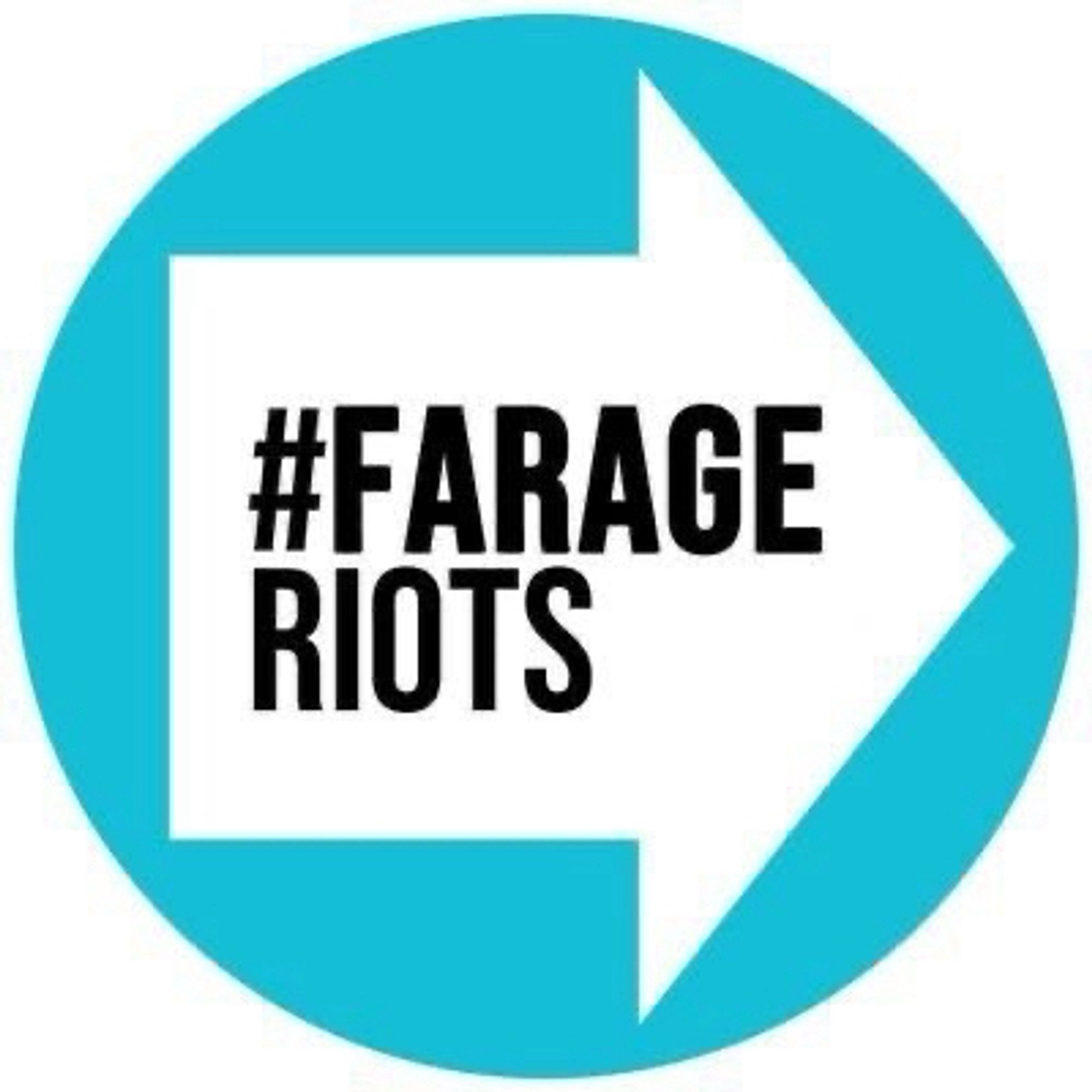 Reform logo  with text altered to #FARAGE RIOTS