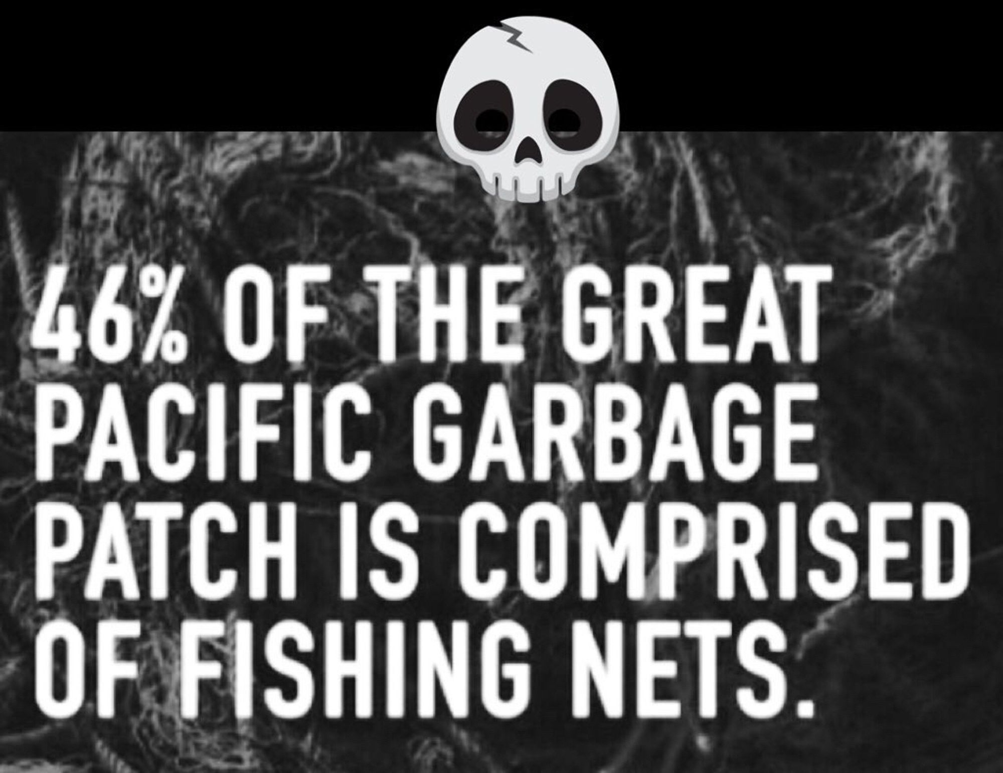 Graphic stating 46% of the great Pacific garbage patch is comprised of fishing nets.