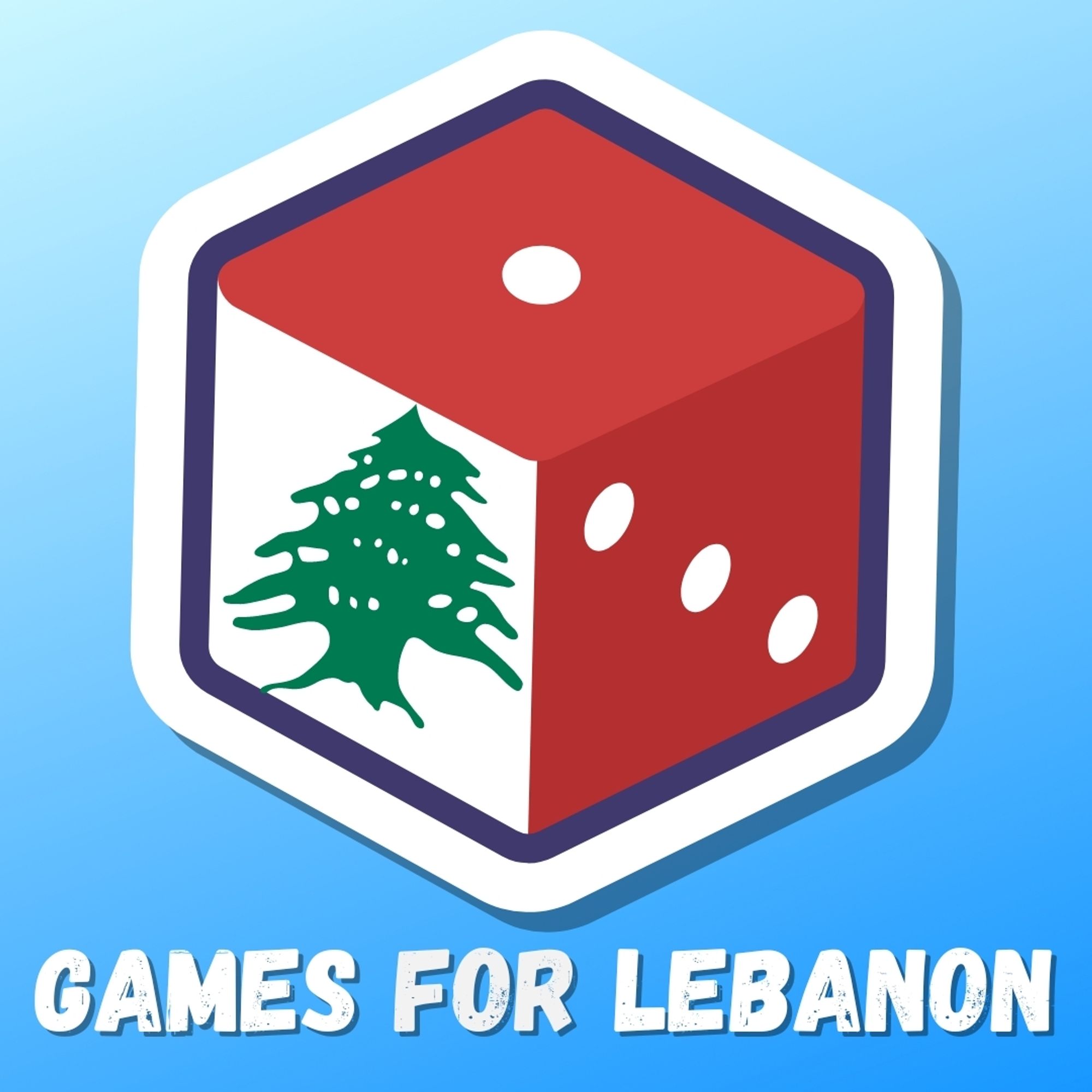 Games For Lebanon a d6 with red white and green colors