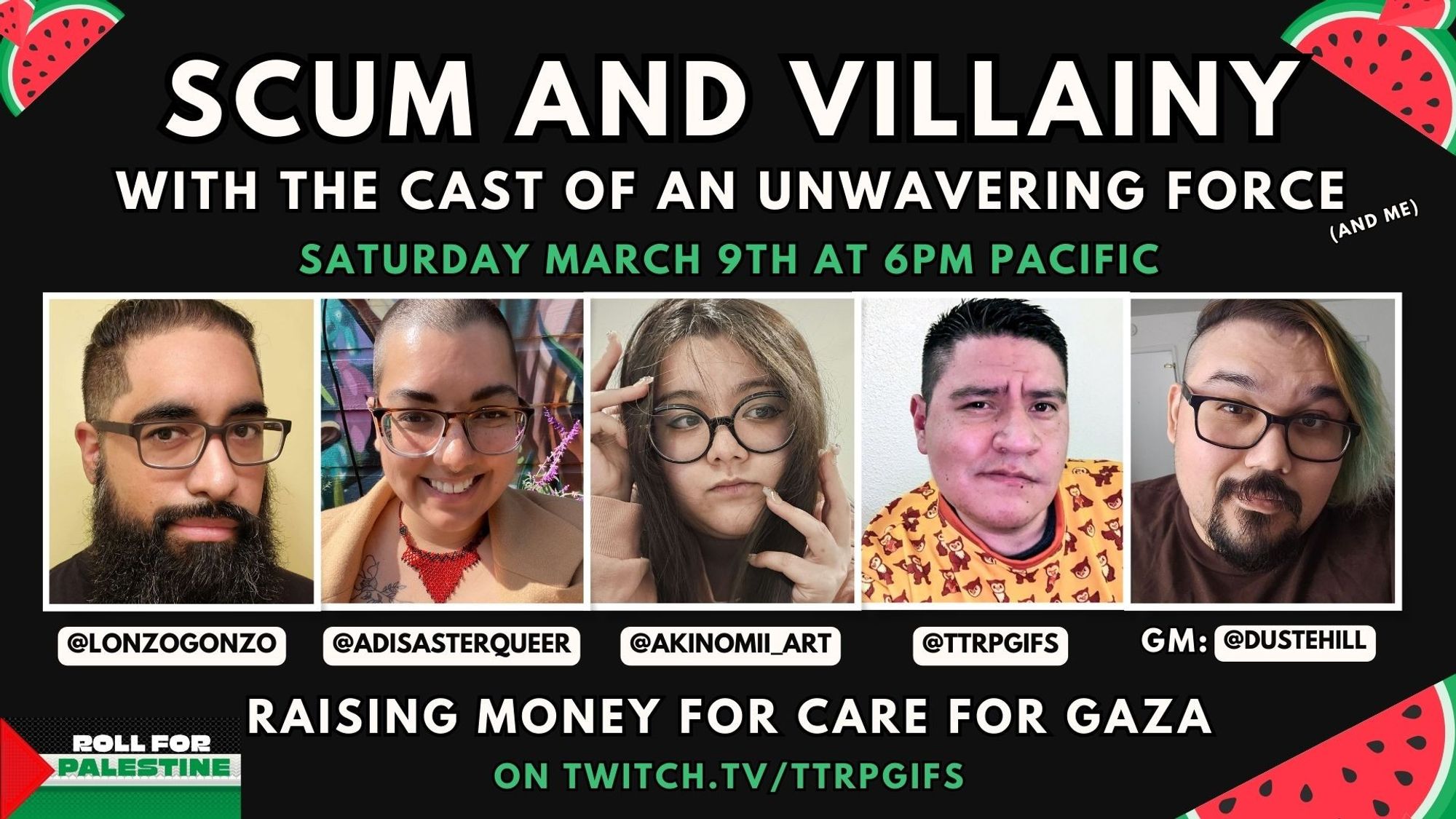 Then, join us for a Scum and Villainy game where I will join the @UnwaveringForce crew and we will go on a Star Wars Heist. That's right, a SPACE HEIST!

GM: @Dustehill

Players: @lonzogonzo @adisasterqueer @akinomii_art and Me!

📅Saturday, March 9th at 6pm Pacific.