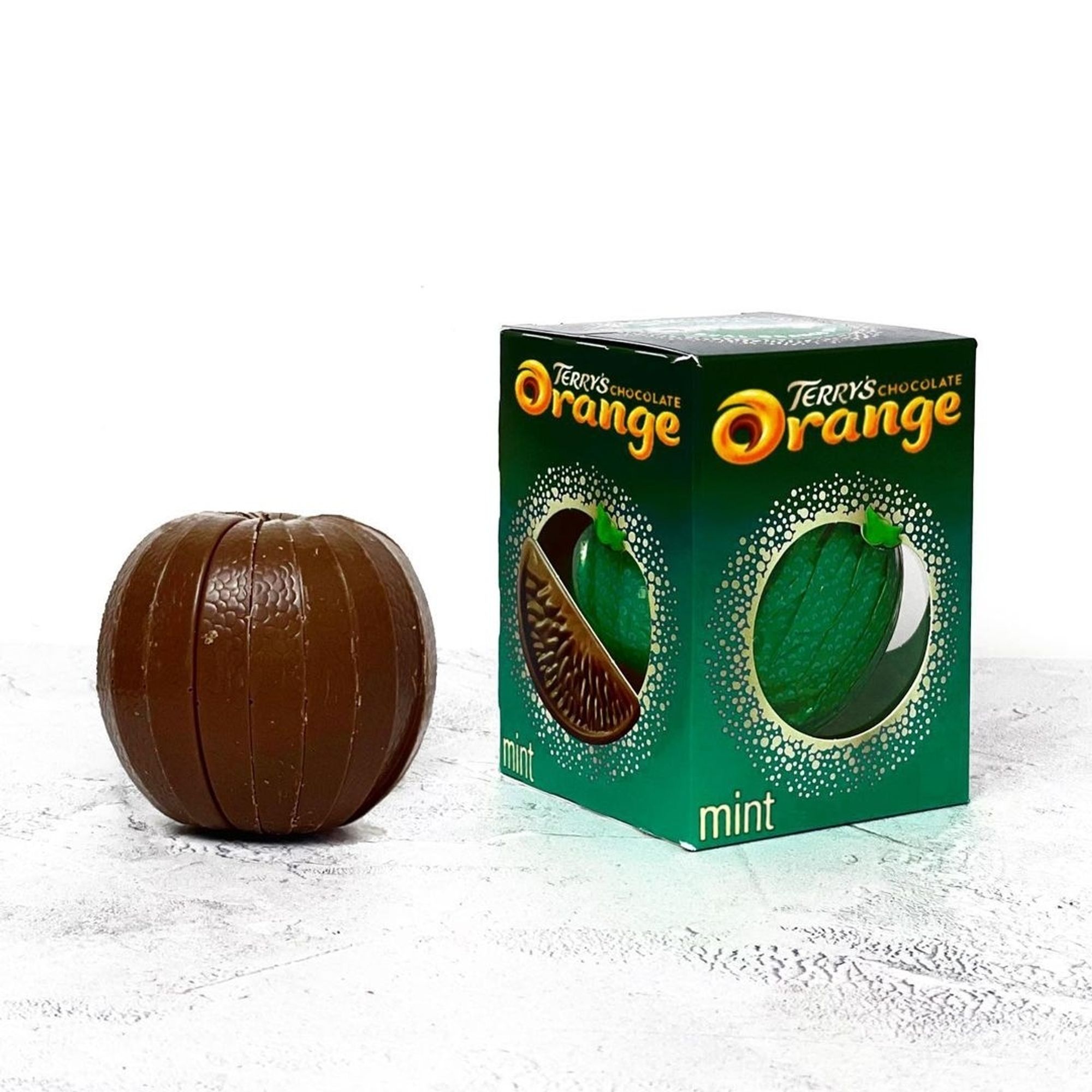 A Terry's Mint-Flavoured Chocolate Orange. Yes, mint flavoured orange. Mint. Flavoured orange. Mint flavoured. Orange. An orange that has the flavour of mint. Not orange. Mint.