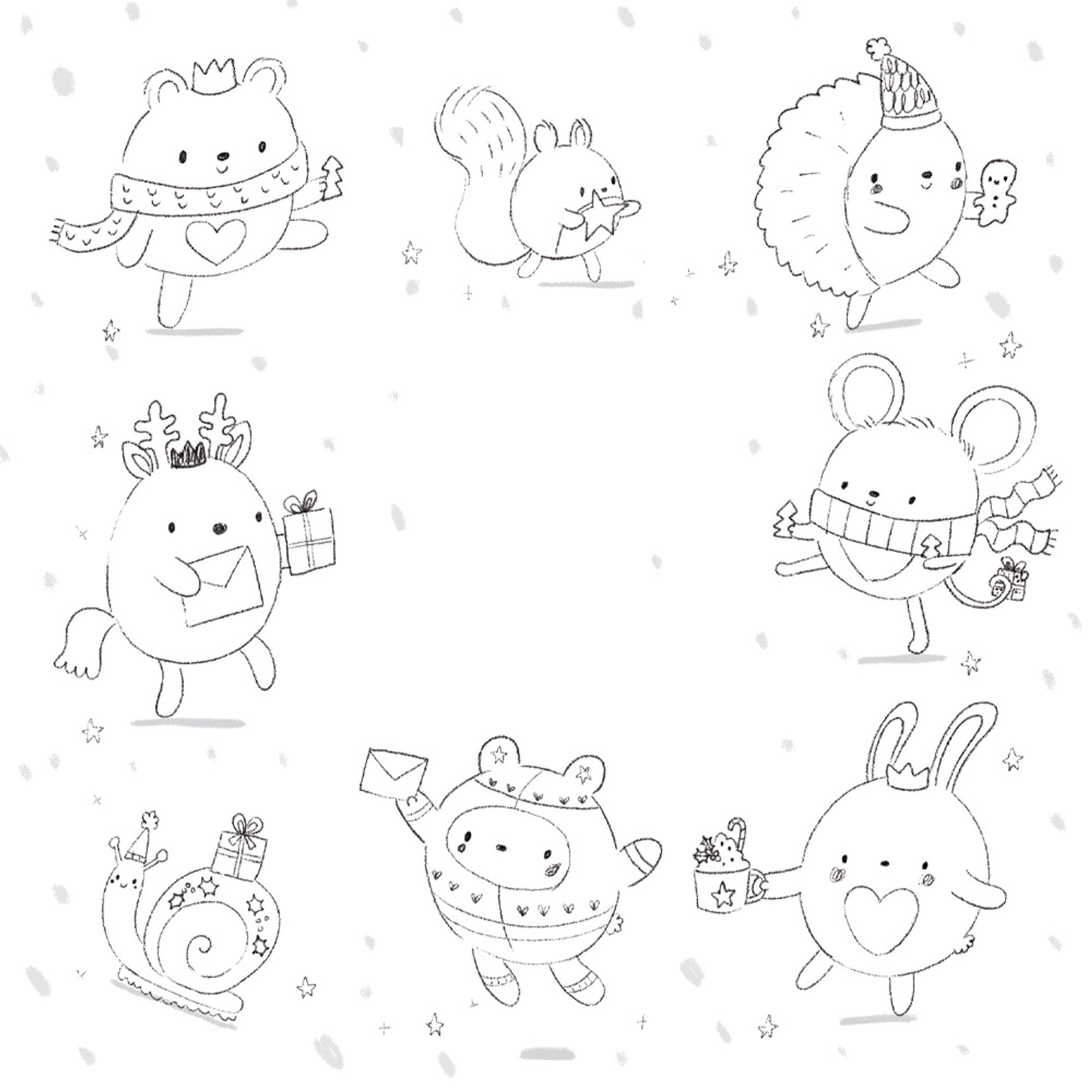 Christmas Animals Presents Cute Illustration