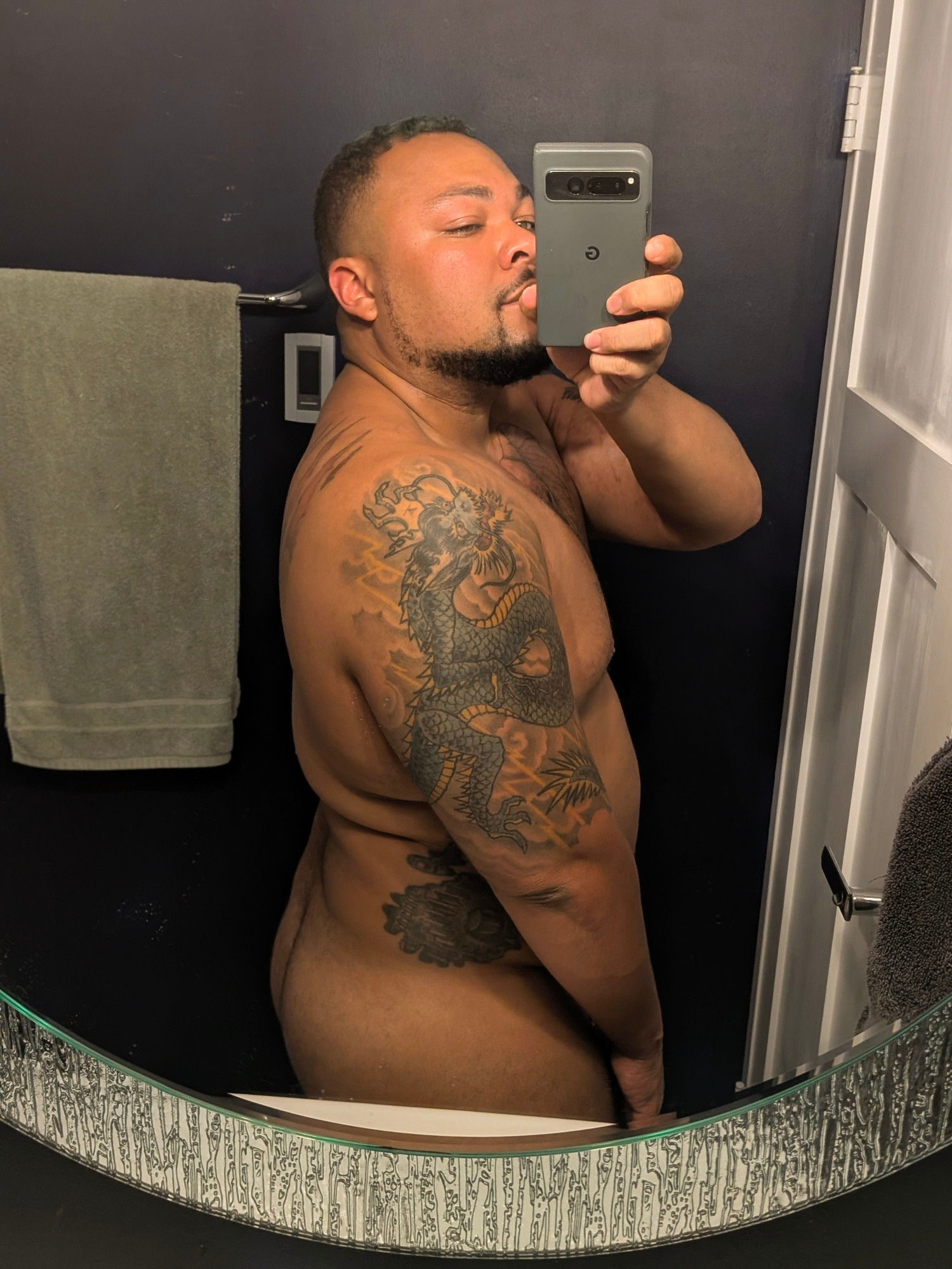 Mirror selfie of me with a tan line on my ass 