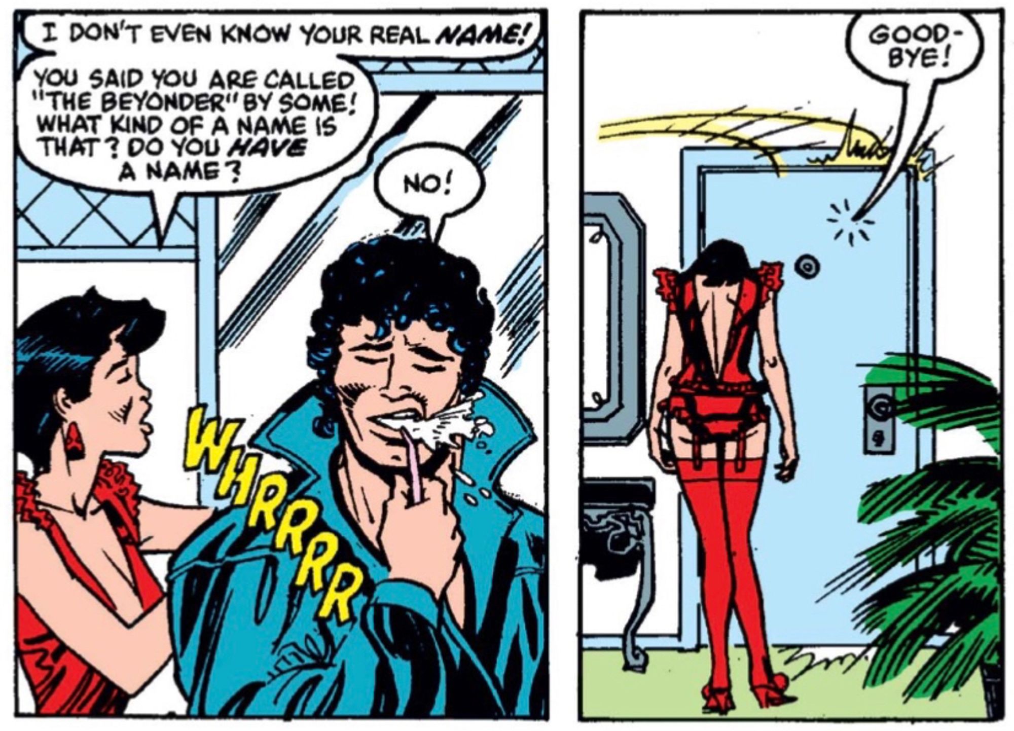 The Beyonder pumping & dumping Sharon Ing in Secret Wars II #4.