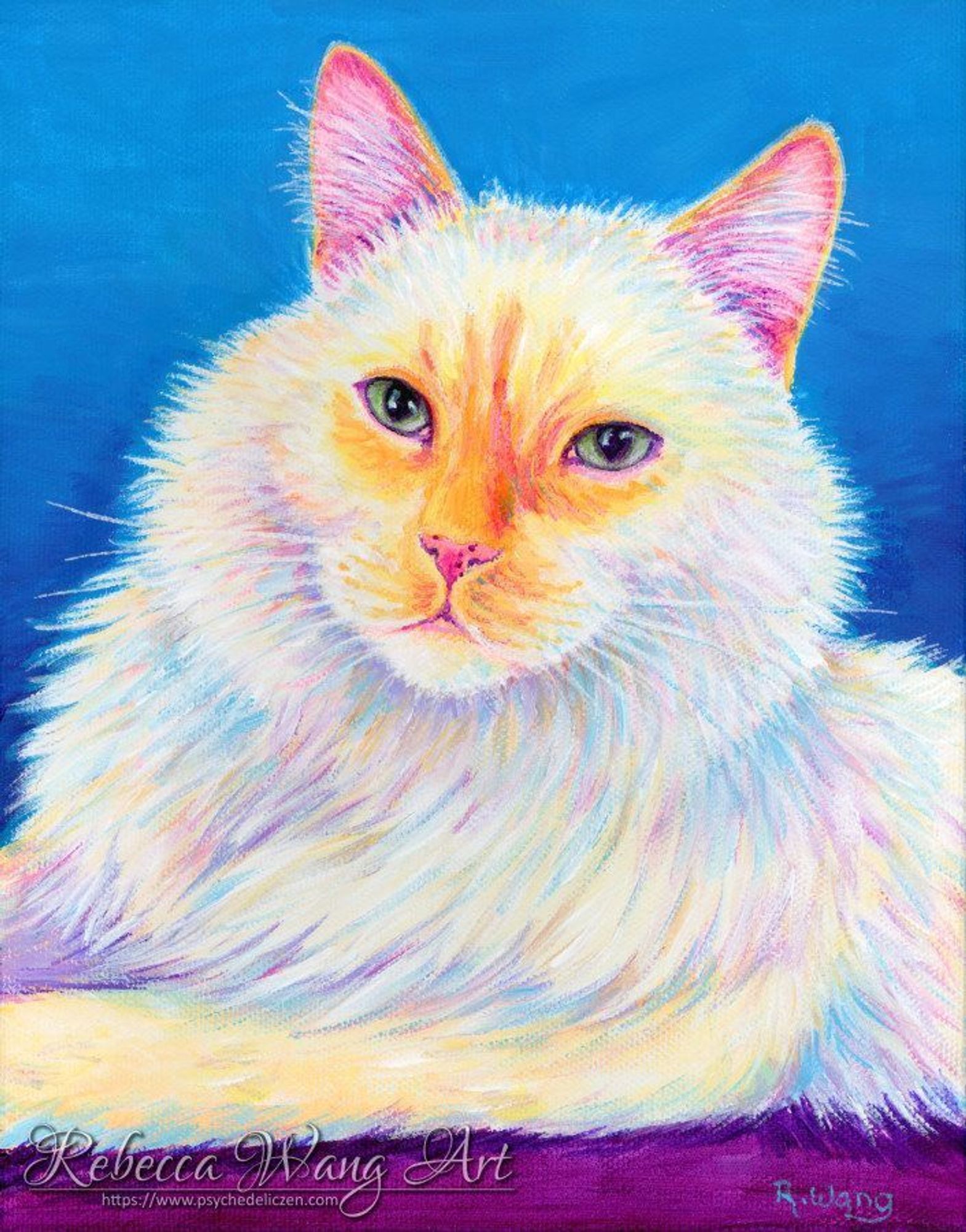 Colorful painting of a cat.