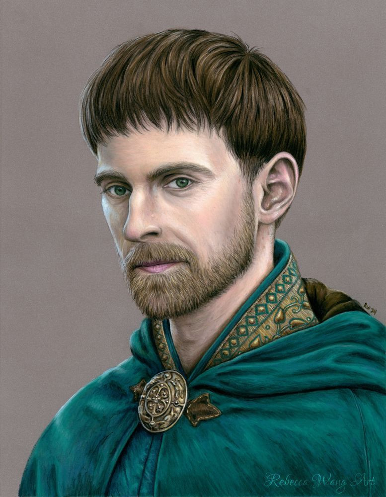 Portrait of Aldhelm from The Last Kingdom. Pastel pencils on 12x15 pastelmat.