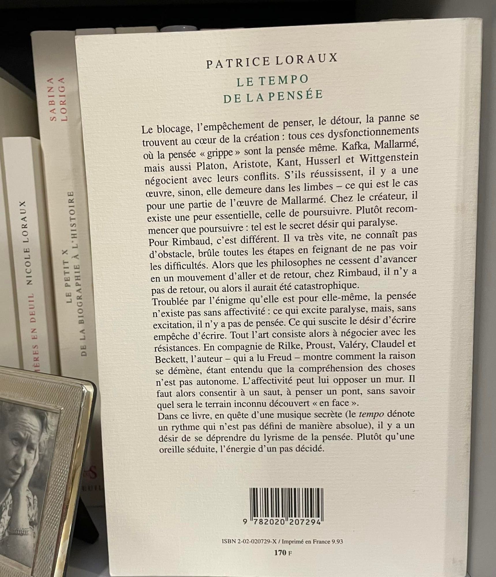 Patrice Loraux, Le Tempo de la pensée, quatrième de couverture