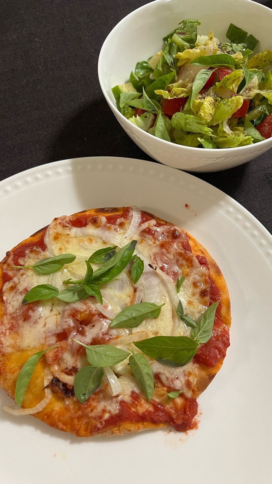 Pizza and salad