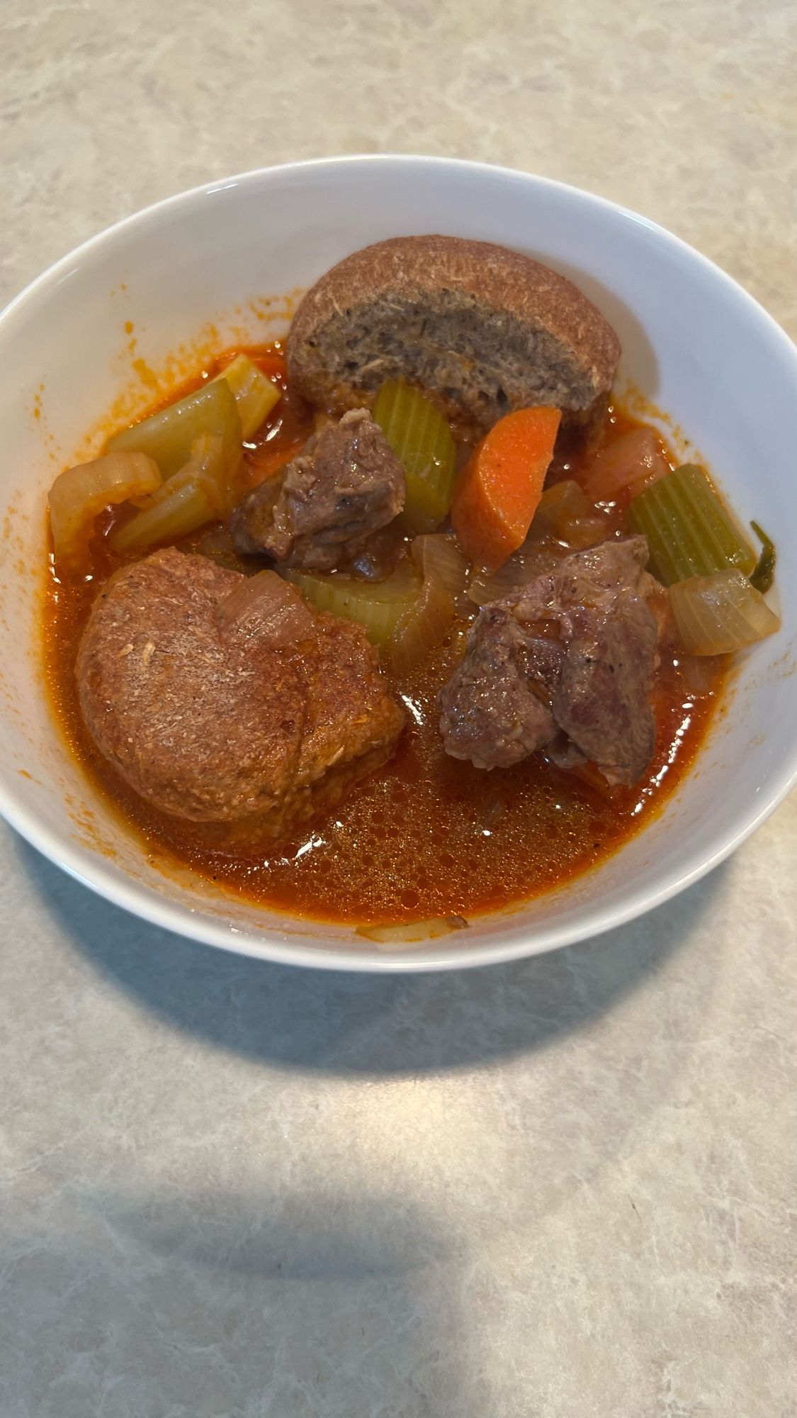 Goat stew and cretan barley rusks