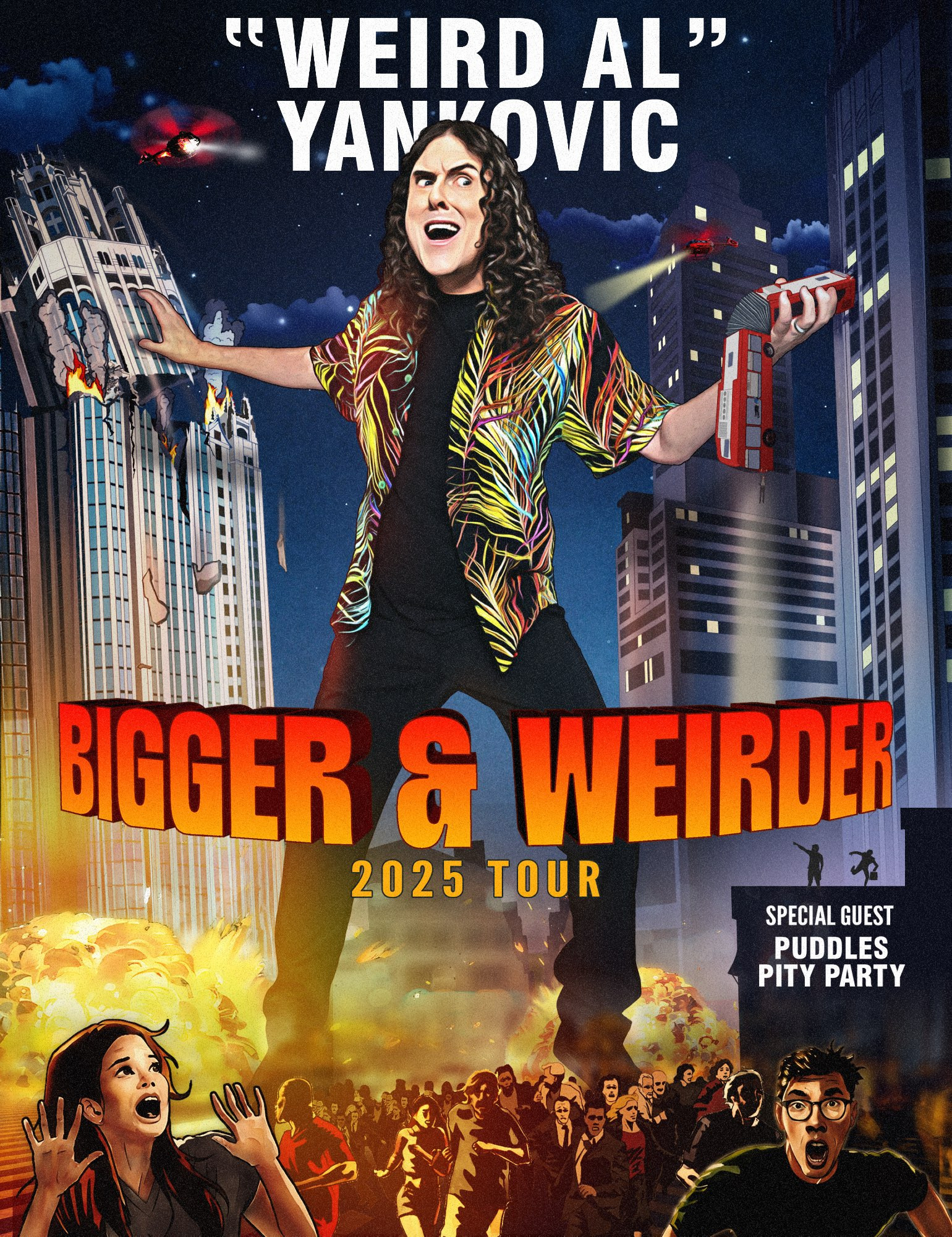 Poster for "Weird Al" Yankovic's Bigger & Weirder 2025 Tour