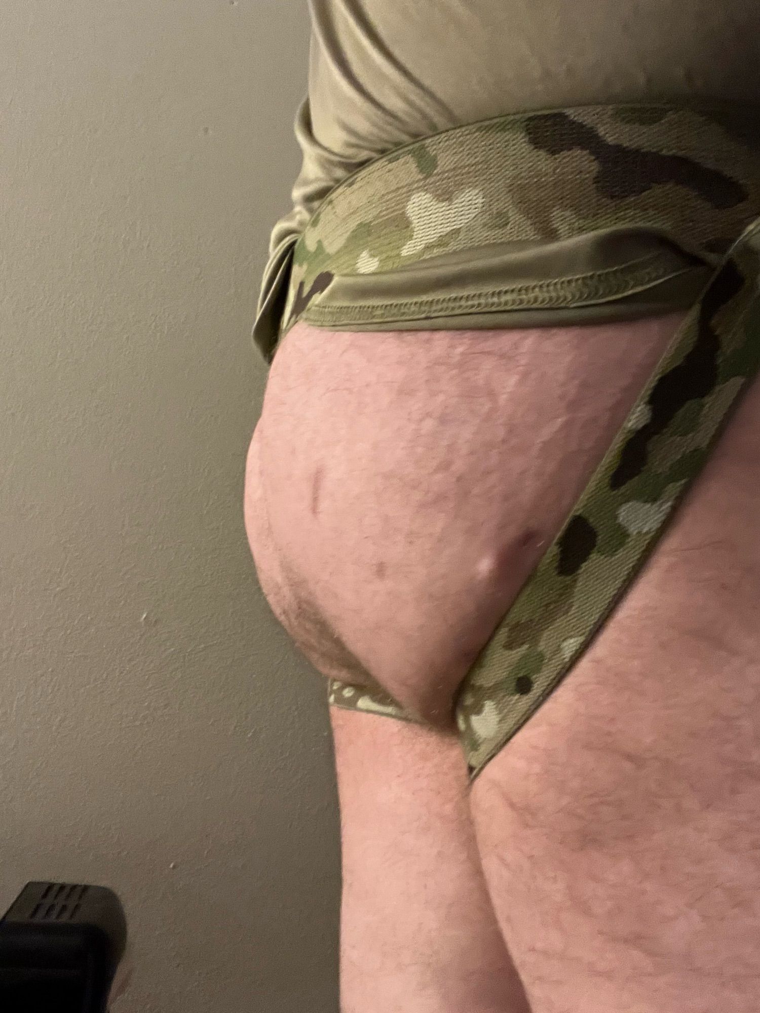 Ocp jockstrap, butt, coyote ua shirt