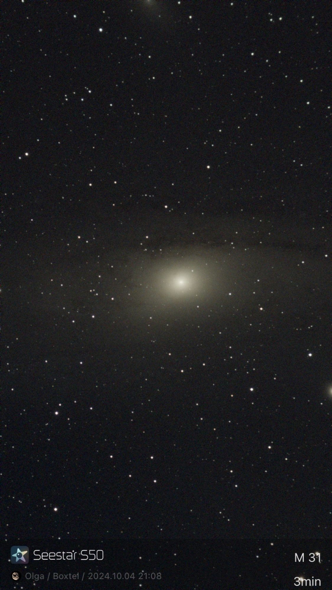 3 minuten foto van de Andromeda galaxy