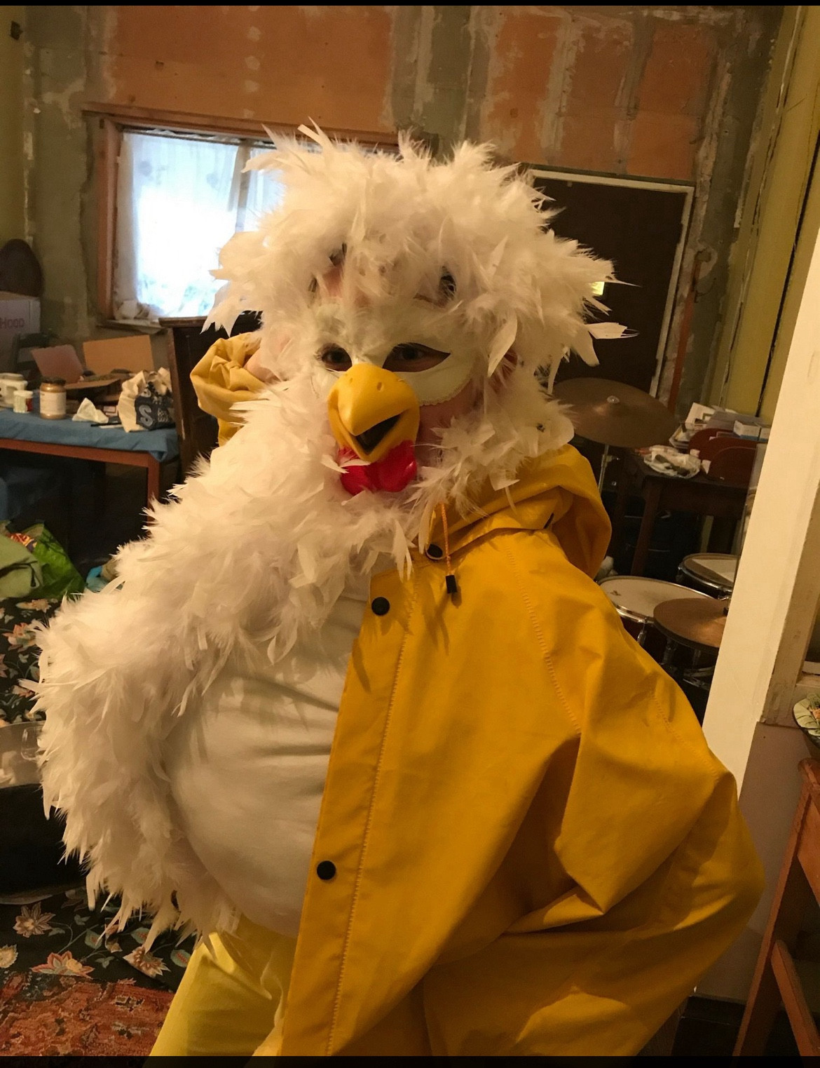 Per my child: “Demented Chicken” Halloween costume.