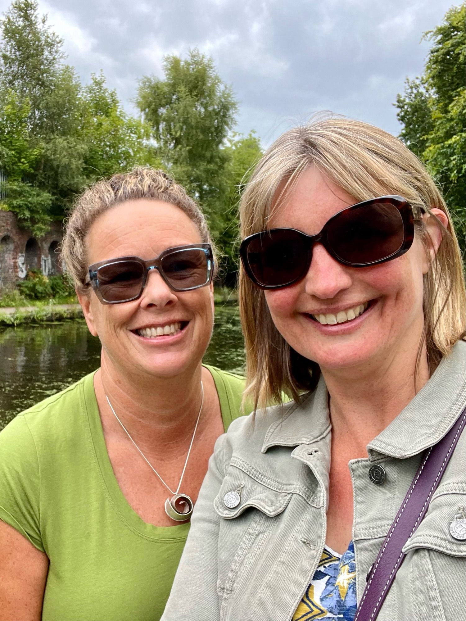 Tricia and Bryony by a canal in Birmingham