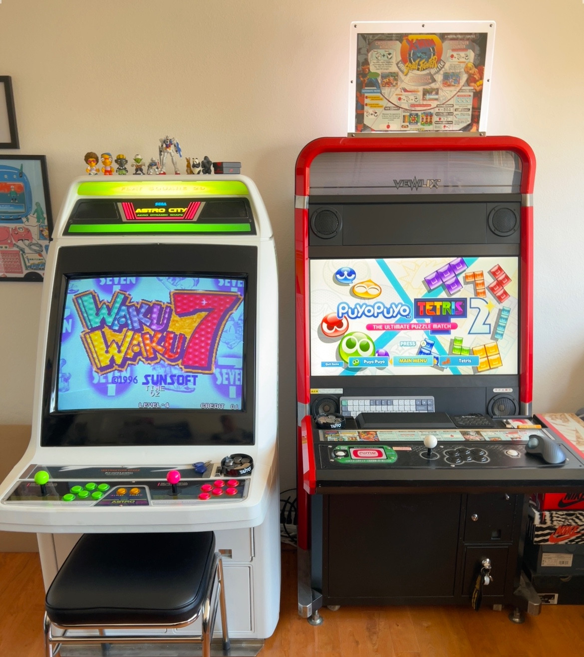 My Astro City and Vewlix arcade cabinets running Waku Waku 7 and Puyo Puyo Tetris 2