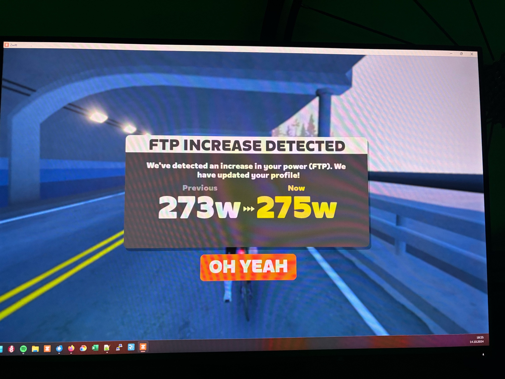 FTP increase auf Zwift von 273 Watt auf 275 Watt